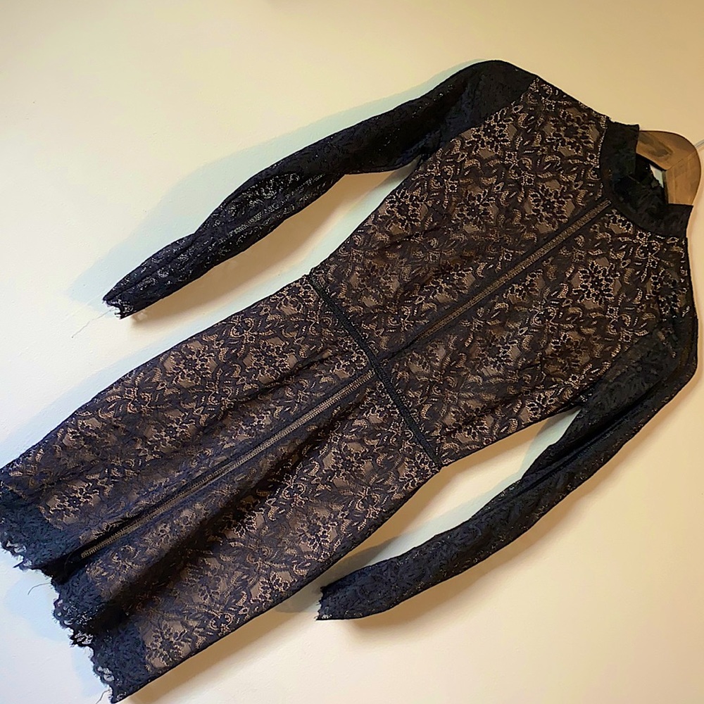 Lace dress with nude slip